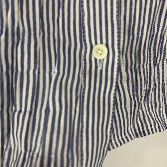 Treasure & Bond Boyfriend Striped Button-Down Shirt L Cotton Blend Blue White - Picture 2 of 7